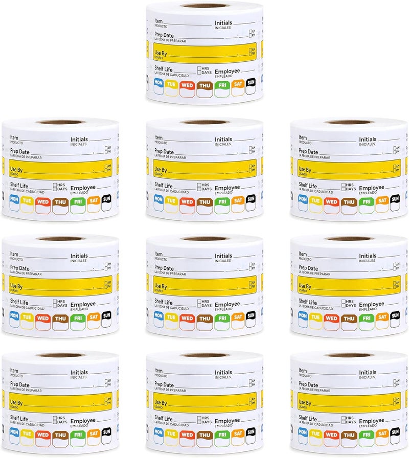 GUEER Restaurant Quality Shelf Life Food Rotation Labels Vinyl, 2” x 3” Self-Adhesive Removable Freezer Food Labels, Perfect for Reusable Containers, Easy to Remove, Food Safety Date Sticker (10 PCS) - Image 1